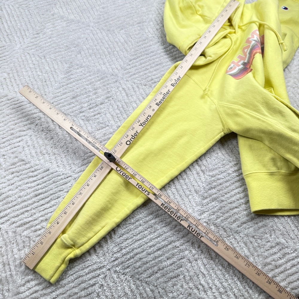 Champion Hoodie Men's S Reverse Weave Yellow Retro Graphic Sporty Street Wear - Picture 7 of 16